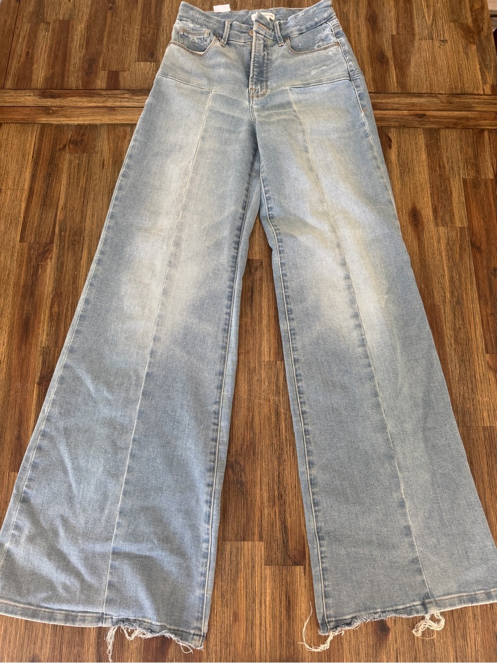 Good American Light Blue Wide Leg Jeans